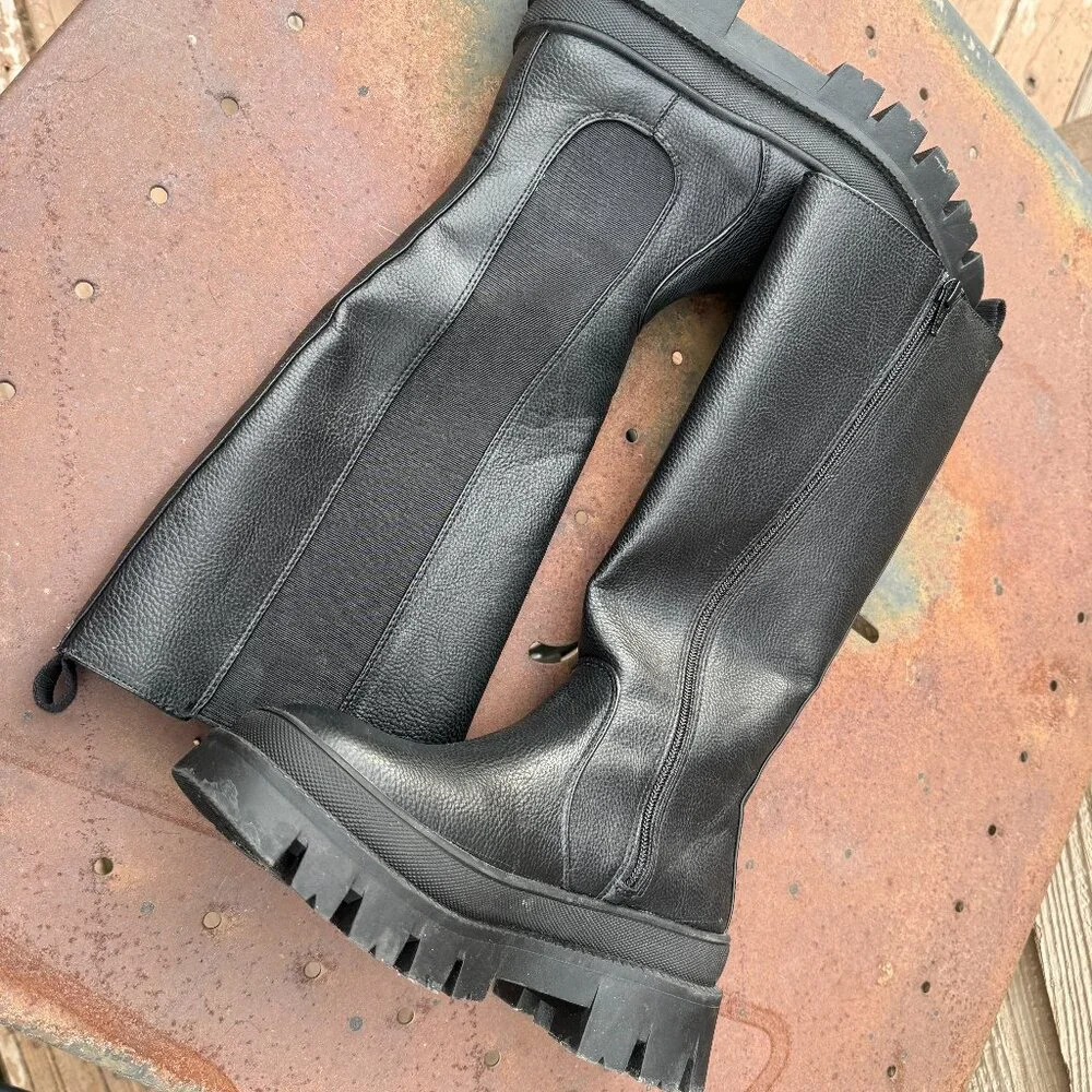 EUC a new day Corene Tall, Black Chunky Lug Sole Boots